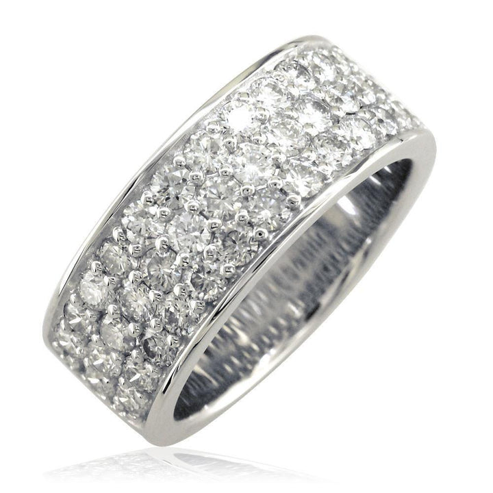 3 Row Halfway Diamond Band in 14K White Gold, 1.90CT
