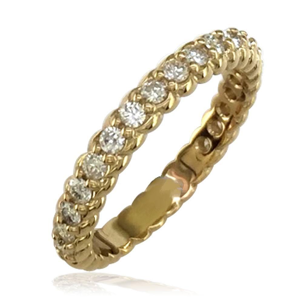 Diamond Band with Rope Design, 0.65CT in 14k Yellow Gold