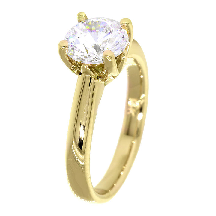 Solitaire Engagement Ring, Crown Setting in 14K Yellow Gold