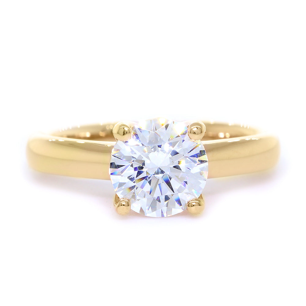 Solitaire Engagement Ring, Crown Setting in 14K Yellow Gold