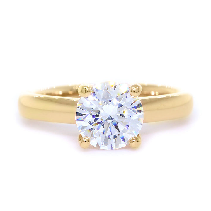 Solitaire Engagement Ring, Crown Setting in 14K Yellow Gold