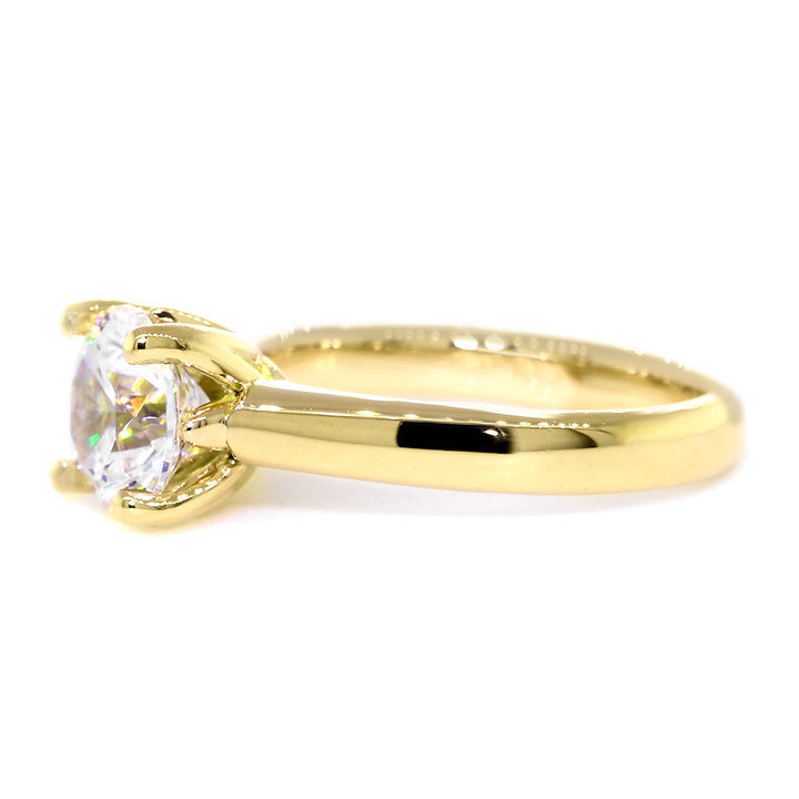 Solitaire Engagement Ring, Crown Setting in 14K Yellow Gold