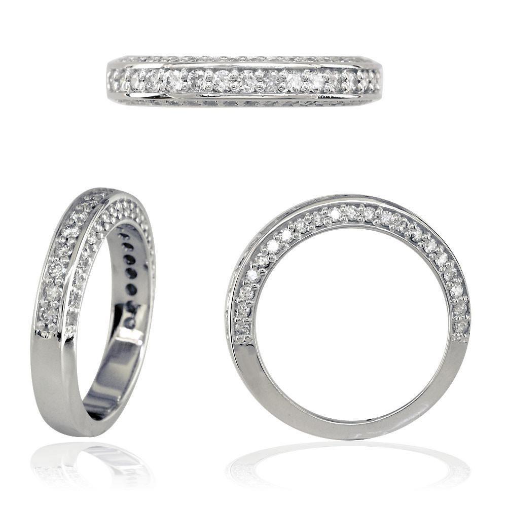 Round Diamonds Wedding Band, 1.15CT, 4mm in 14k White Gold