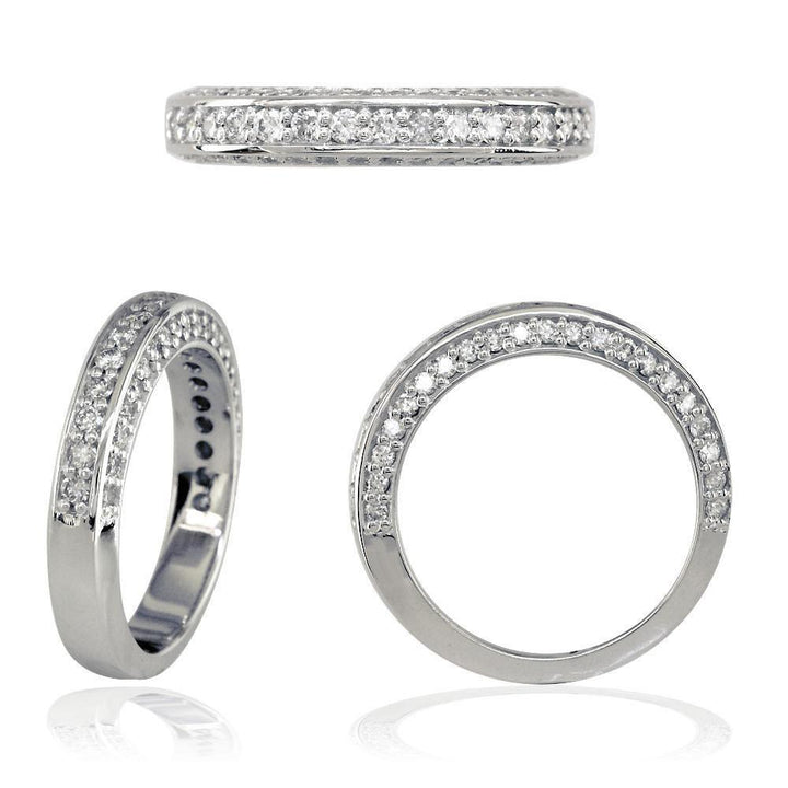 Round Diamonds Wedding Band, 1.15CT, 4mm in 14k White Gold