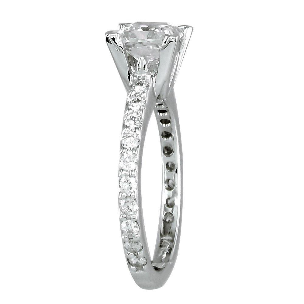 Engagement Ring Setting for a Princess Cut Diamond, 0.40CT Sides in 14k White Gold