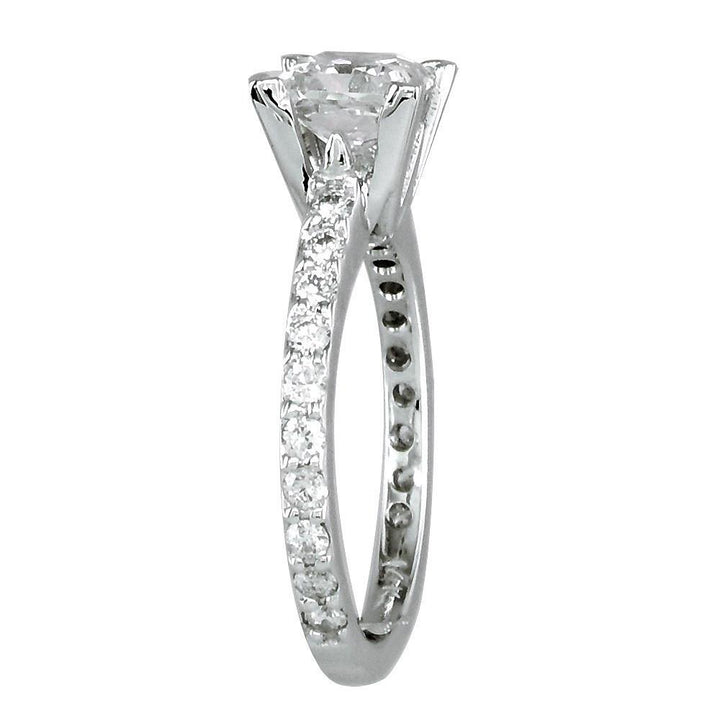 Engagement Ring Setting for a Princess Cut Diamond, 0.40CT Sides in 14k White Gold