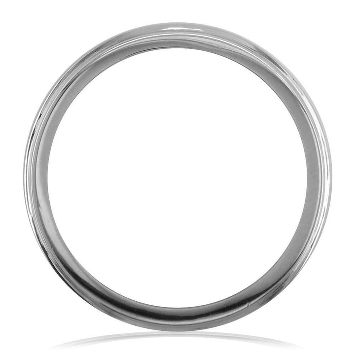 Mens Wedding Band with Satin Polish, 7mm Wide in 14k White Gold