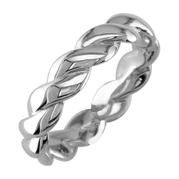 Mens or Ladies Rope Ring Wedding Band, 5mm Wide in 14k White Gold