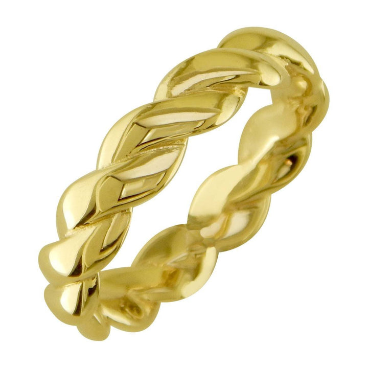 Mens or Ladies Rope Ring Wedding Band, 5mm Wide in 14k Yellow Gold