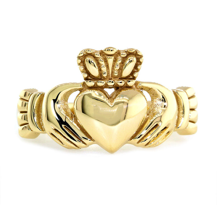 Ladies Claddagh Wedding Ring in 14k Yellow Gold