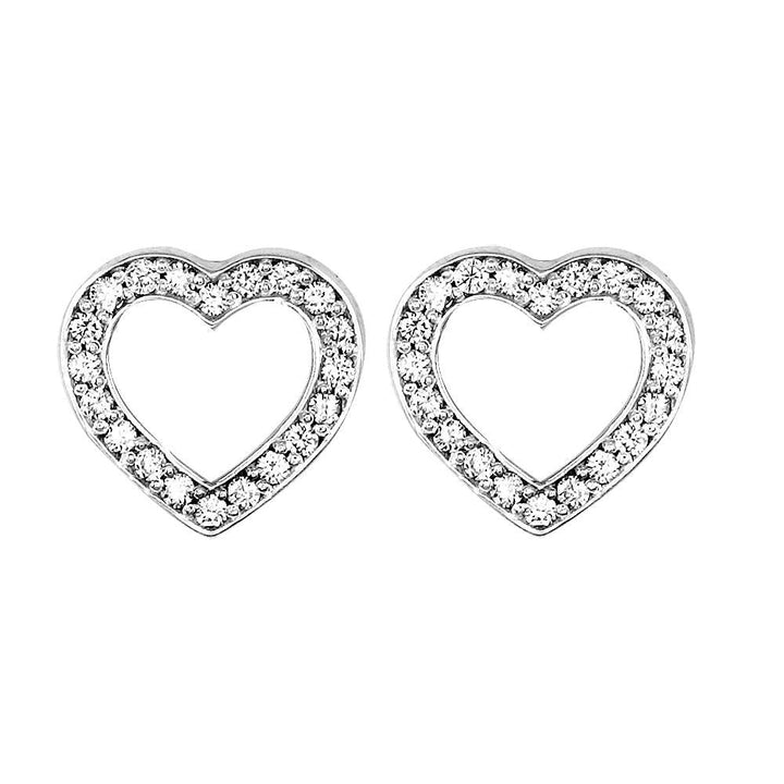 Open Diamond Heart Earrings, 0.40CT in 14K White Gold