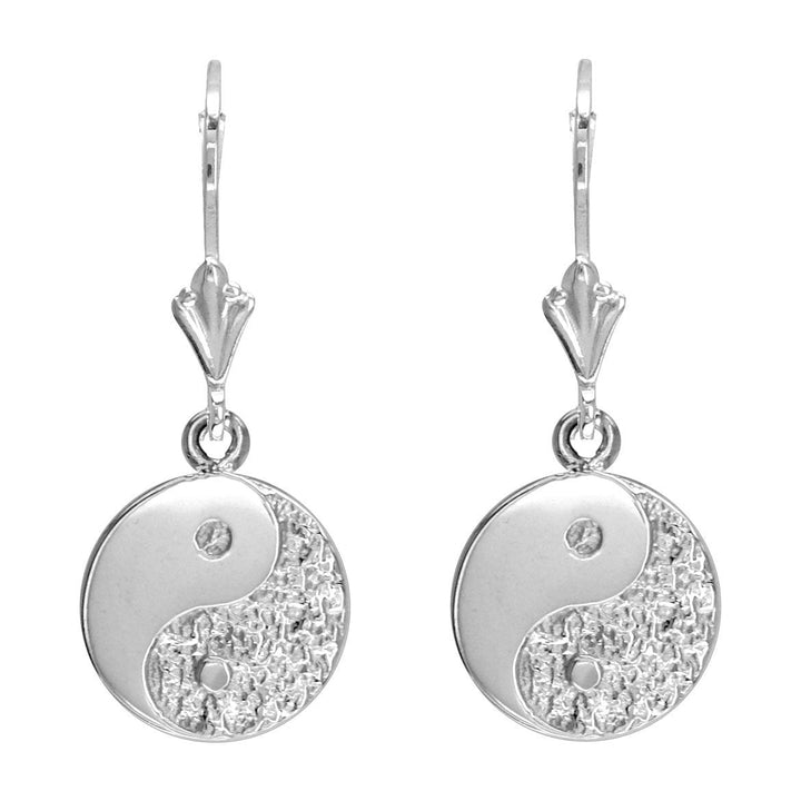 Mini Yin and Yang Leverback Earrings in Sterling Silver