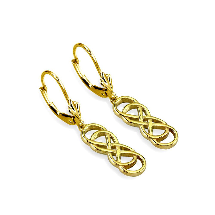 Small Double Infinity Symbol Drop Earrings in 14K Yellow Gold