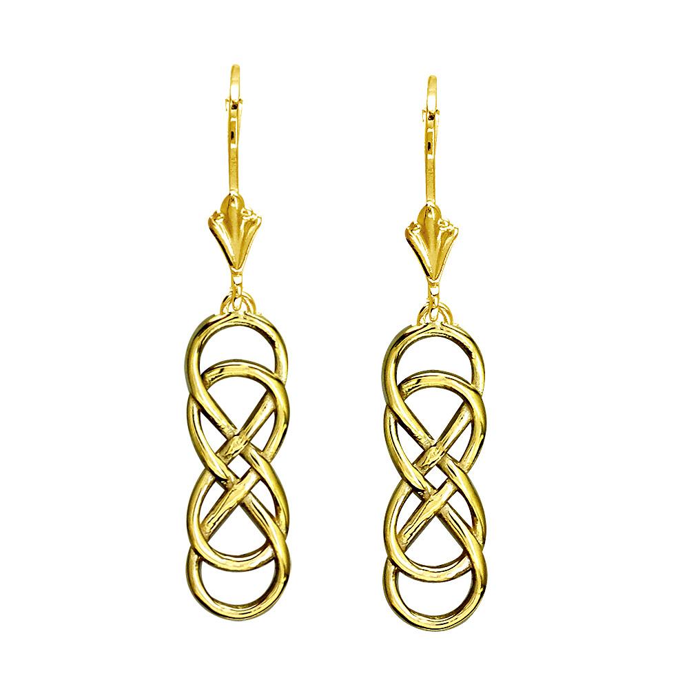 Medium Double Infinity Symbol Drop Earrings in 14K Yellow Gold