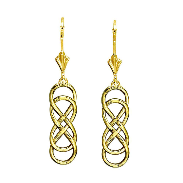 Medium Double Infinity Symbol Drop Earrings in 14K Yellow Gold