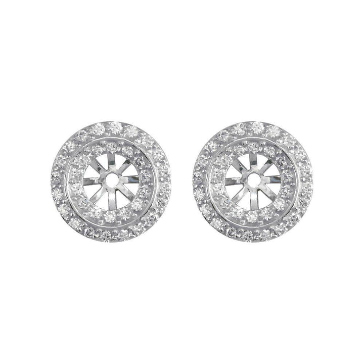 Round Diamond Stud Earring Jackets, 2 Rows, 11.5mm in 14k White Gold