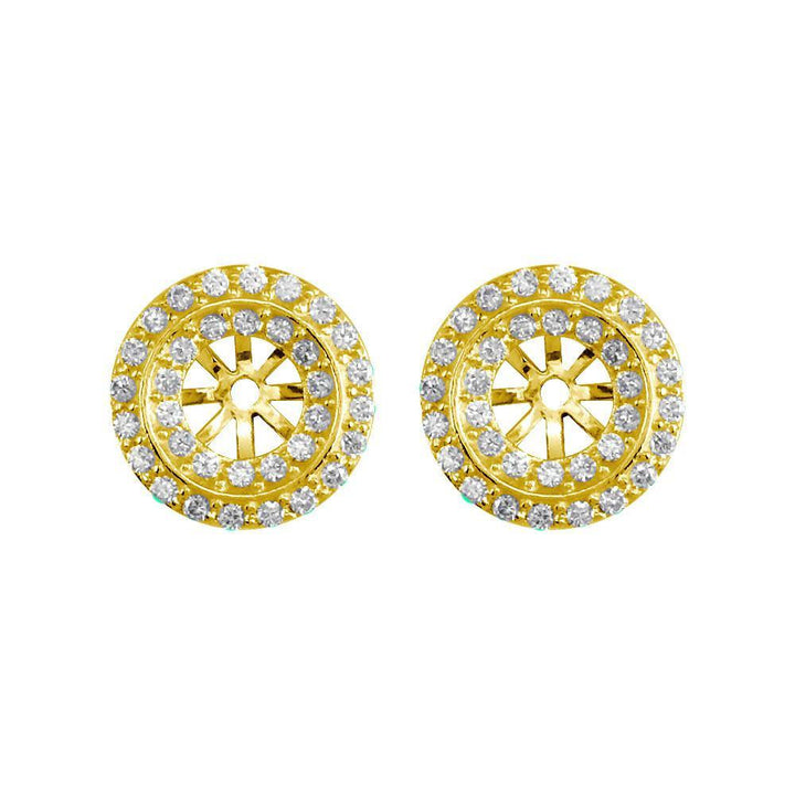 Round Diamond Stud Earring Jackets, 2 Rows, 11.5mm in 14k Yellow Gold