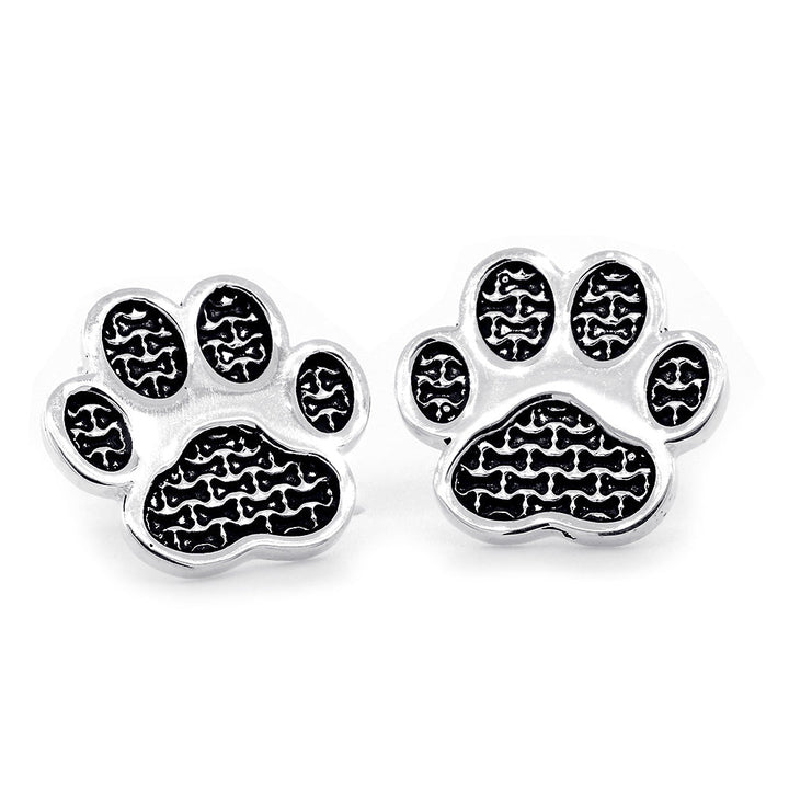 Dog Paw Earrings with Post Backs in 14k White Gold