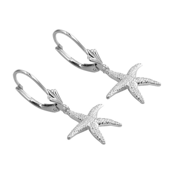 Mini Common Starfish Earrings in 14K White Gold