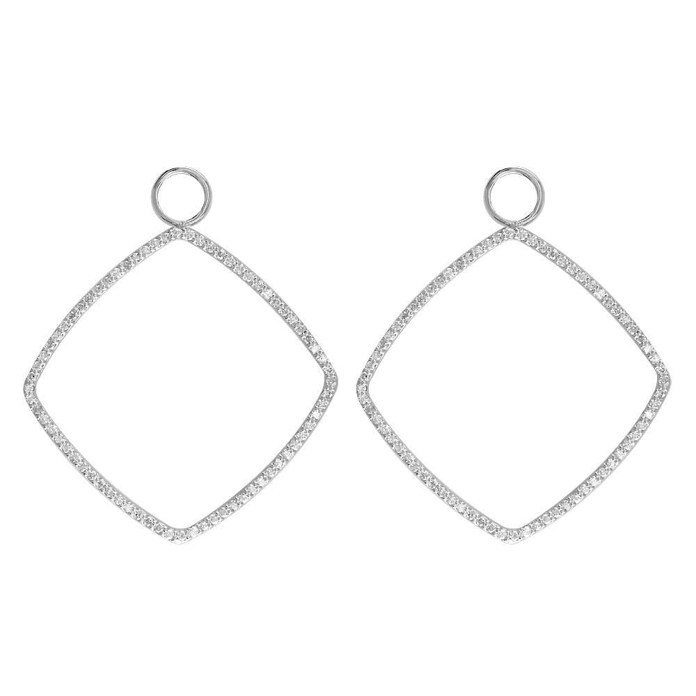 Rhombus Diamond Earring Jackets, 1.00CT in 14k White Gold