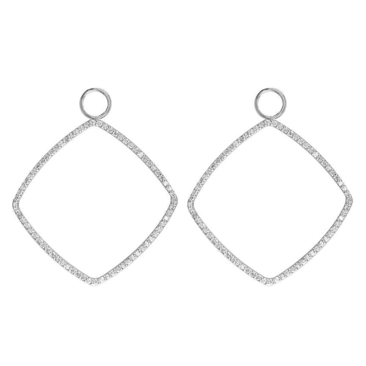 Rhombus Diamond Earring Jackets, 1.00CT in 14k White Gold