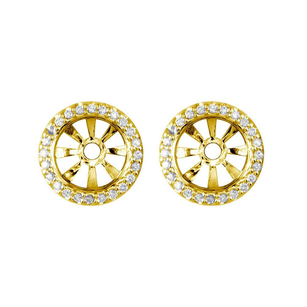 Round Diamond Stud Earring Jackets, 11.7mm in 14k Yellow Gold