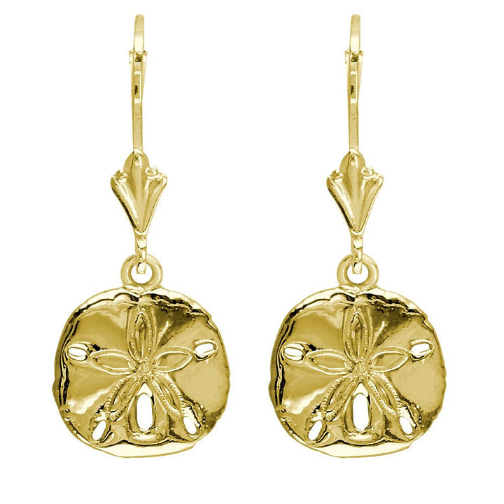 Mini Sand Dollar Charm Earrings in 14K Yellow Gold