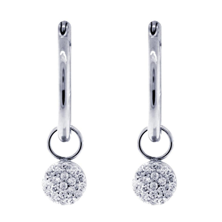 Small Domed Circle Diamond Cluster Earrings for Hoops, 7mm in 14k White Gold