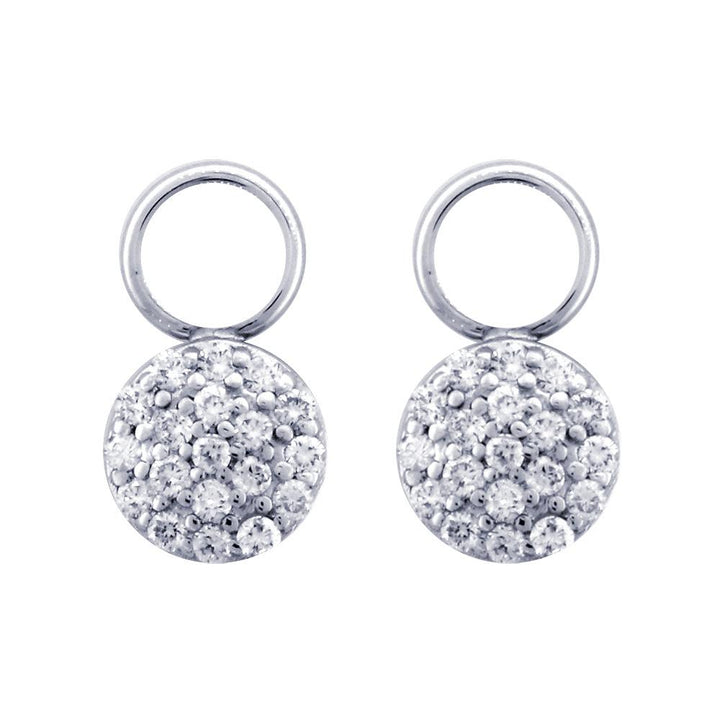 Small Domed Circle Diamond Cluster Earrings for Hoops, 7mm in 14k White Gold