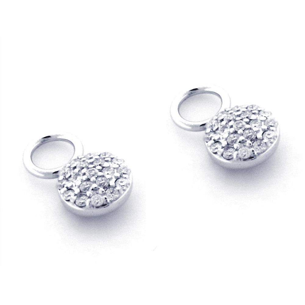 Small Domed Circle Diamond Cluster Earrings for Hoops, 7mm in 14k White Gold