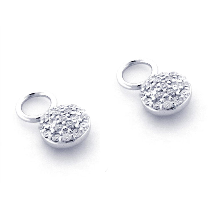 Small Domed Circle Diamond Cluster Earrings for Hoops, 7mm in 14k White Gold