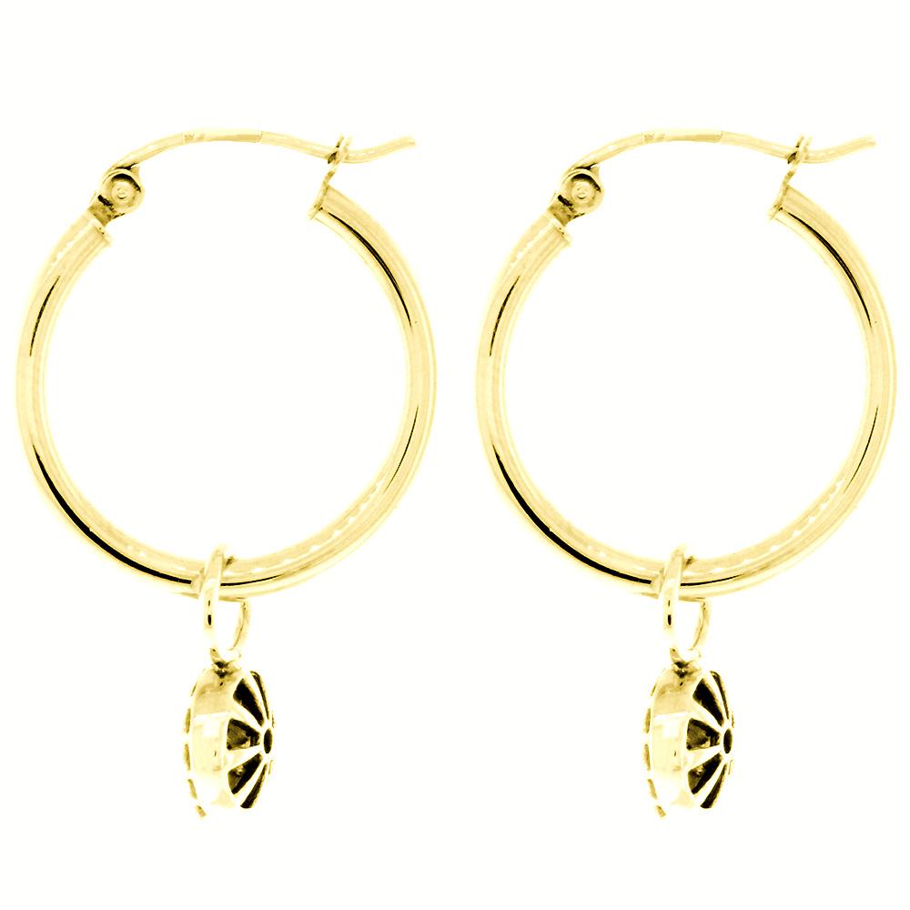 Small Domed Circle Diamond Cluster Earrings for Hoops, 7mm in 14k Yellow Gold