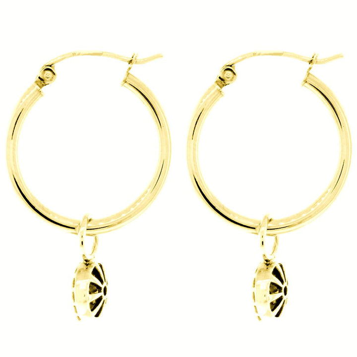 Small Domed Circle Diamond Cluster Earrings for Hoops, 7mm in 14k Yellow Gold