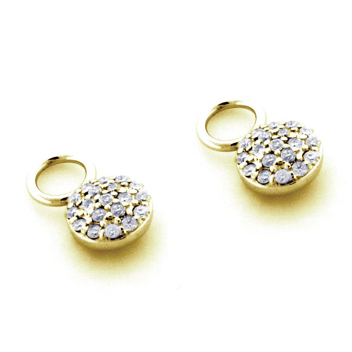 Small Domed Circle Diamond Cluster Earrings for Hoops, 7mm in 14k Yellow Gold