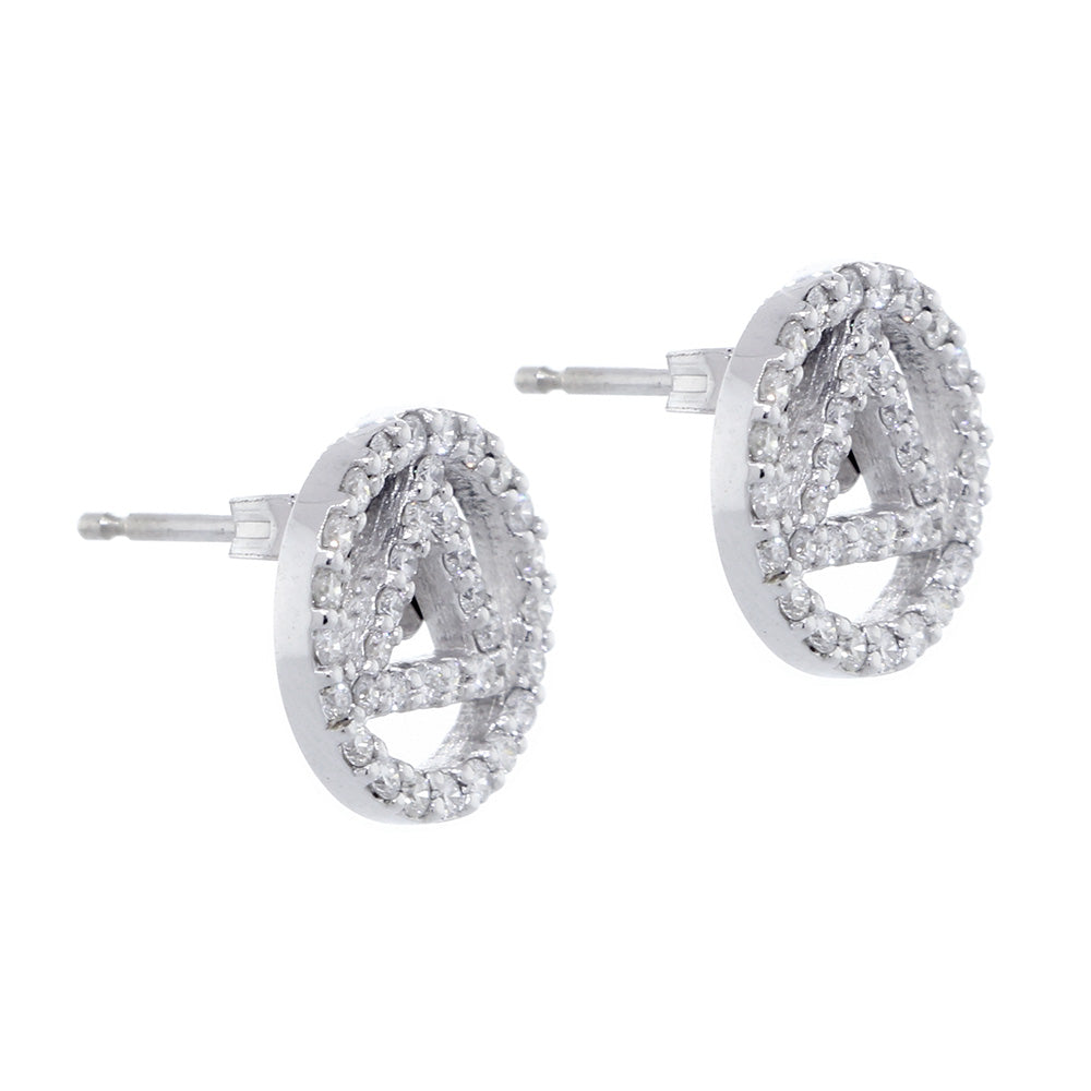 10mm Alcoholics Anonymous AA Sobriety Earrings, 0.40CT in 14k White Gold