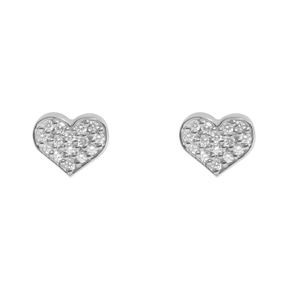 Heart Earrings , 14K White Gold & Diamonds