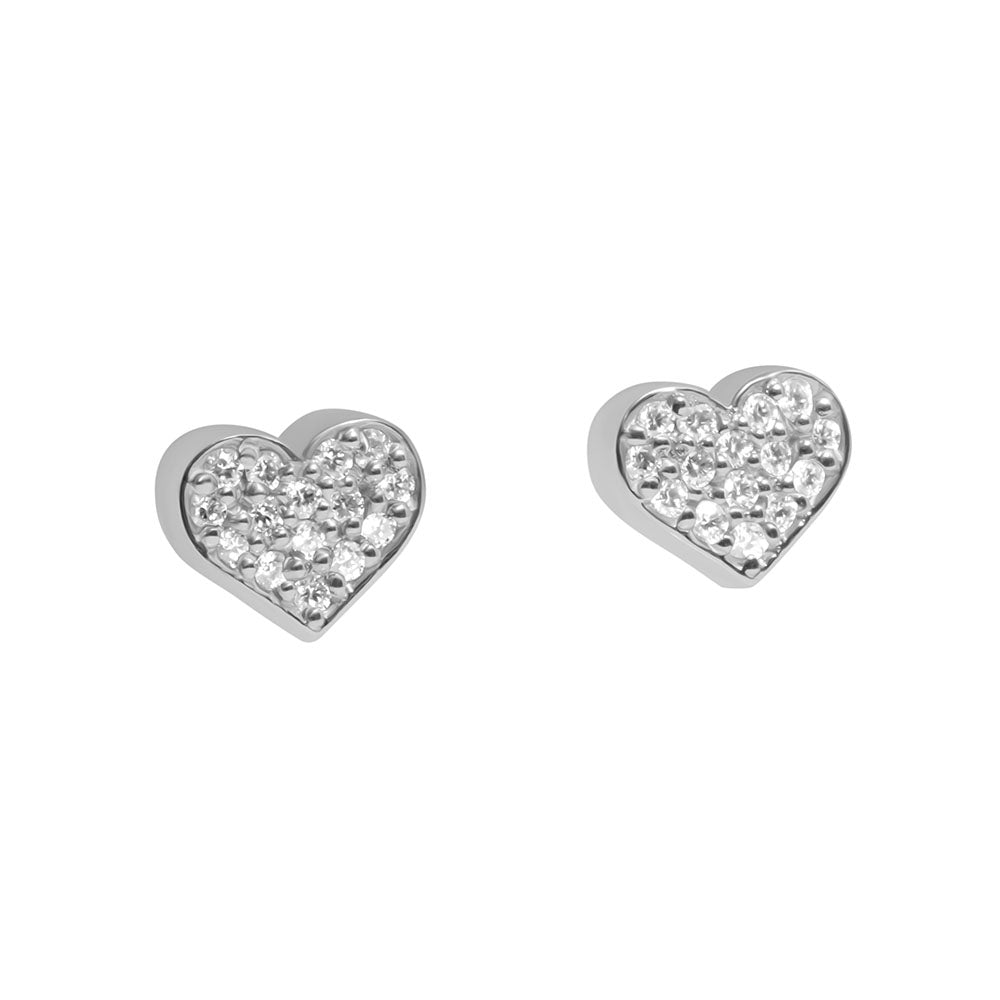 Heart Earrings , 14K White Gold & Diamonds