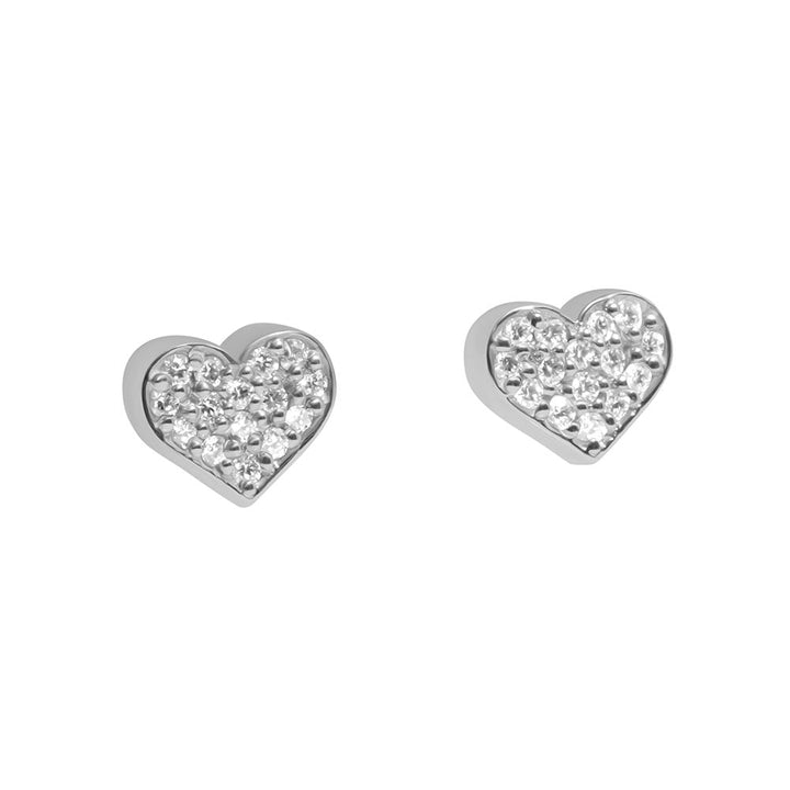 Heart Earrings , 14K White Gold & Diamonds