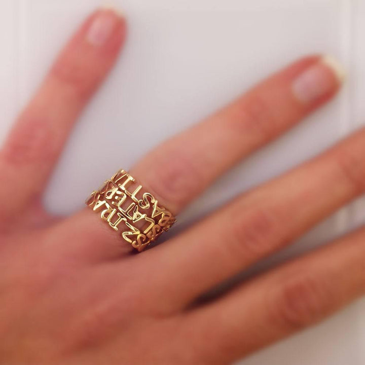 Any Name Stackable Heart Name Ring, 4.4mm Wide, Silver, 14k, 18k Gold