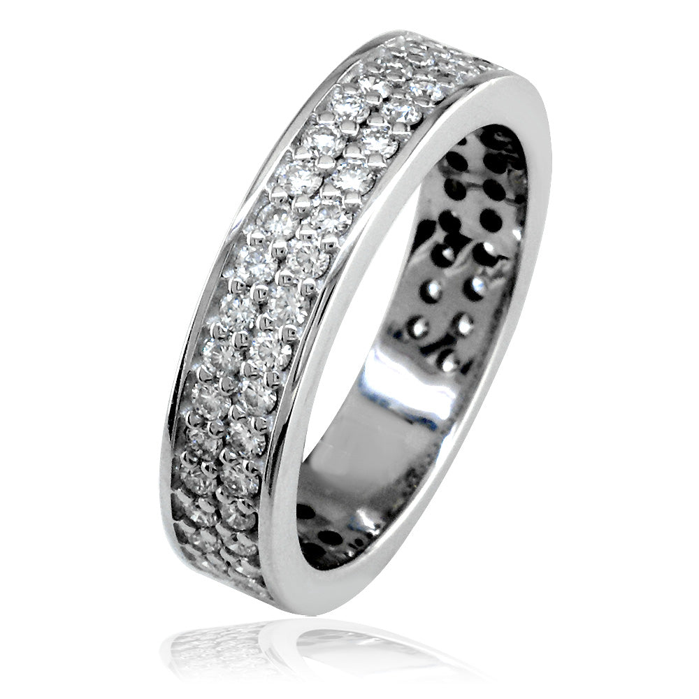 Diamond Band with 2 Rows, 1.15CT in 14k White Gold