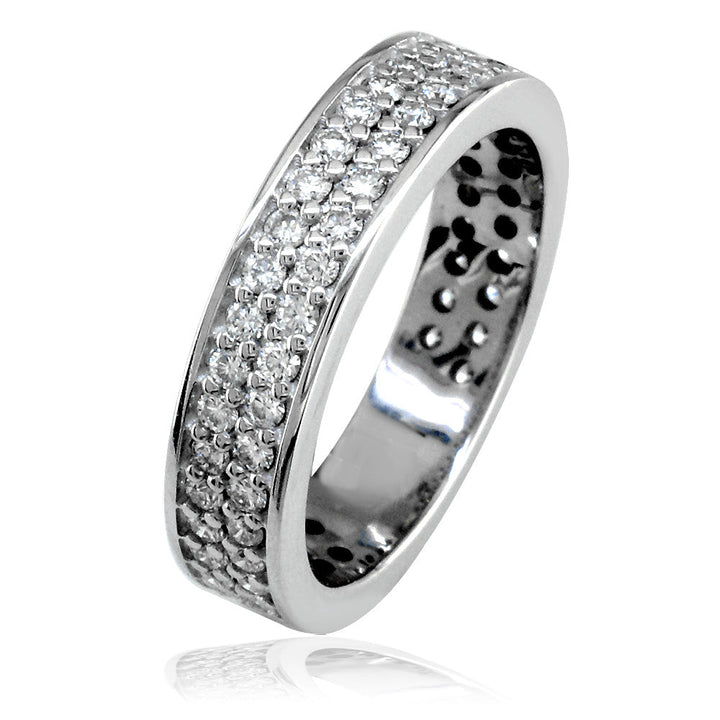Diamond Band with 2 Rows, 1.15CT in 14k White Gold