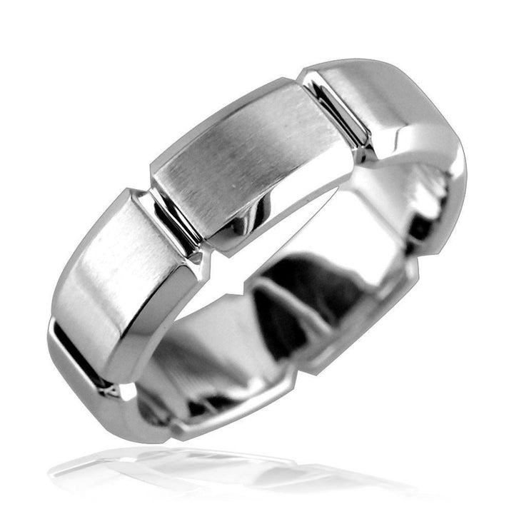 Mens Beveled Wedding Band in 14K Gold