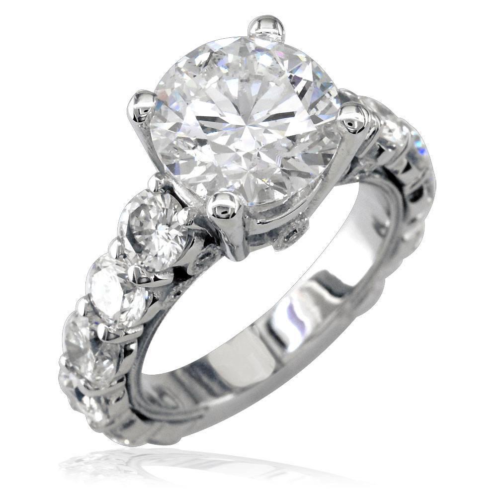Diamond Engagement Ring Setting in 18K White Gold, 2.80CT