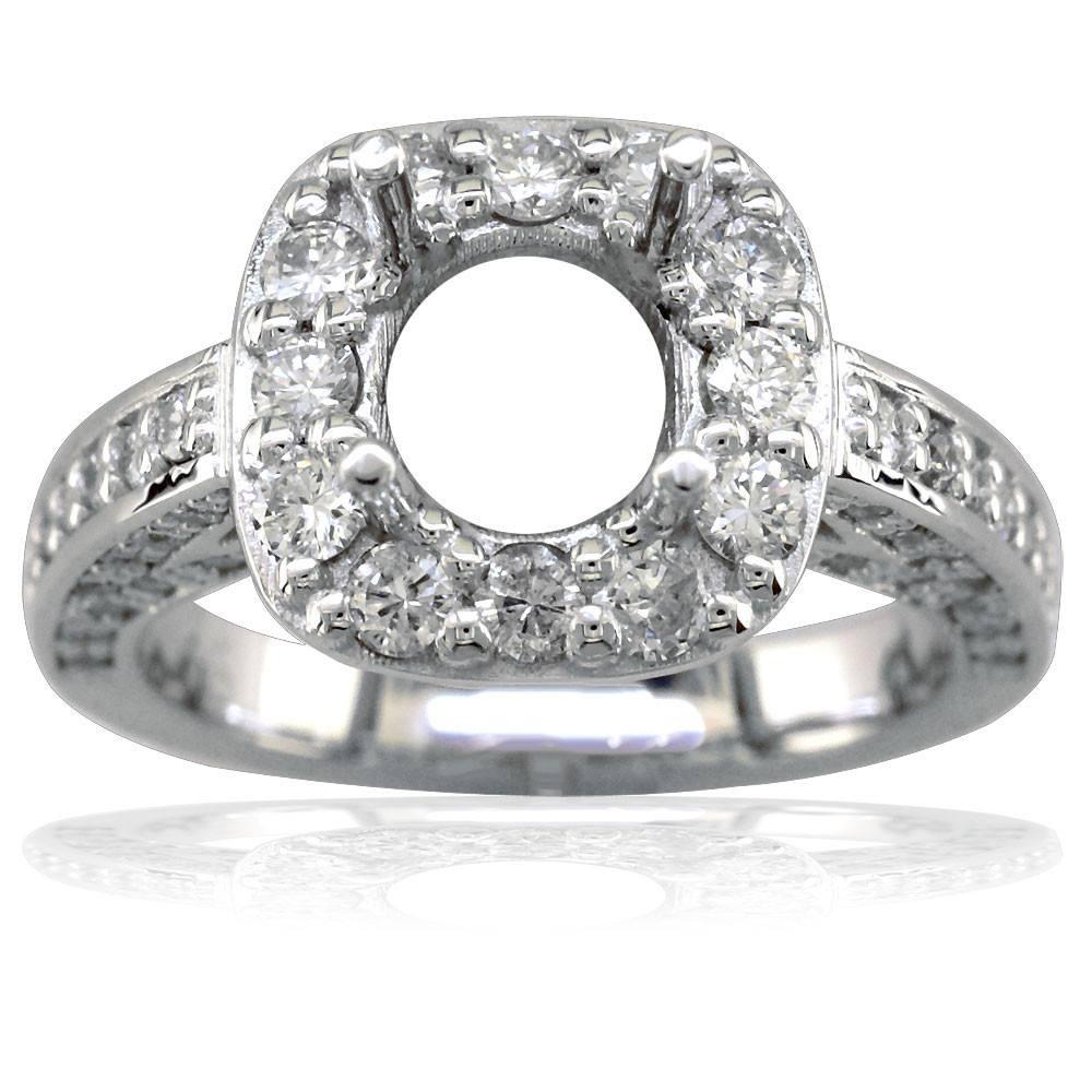 Diamond Halo Engagement Ring Setting in 14K White Gold, 1.00CT