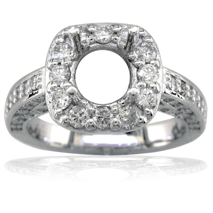 Diamond Halo Engagement Ring Setting in 14K White Gold, 1.00CT