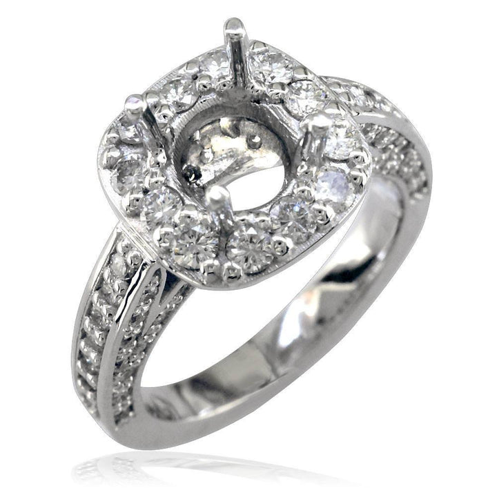 Diamond Halo Engagement Ring Setting in 14K White Gold, 1.00CT