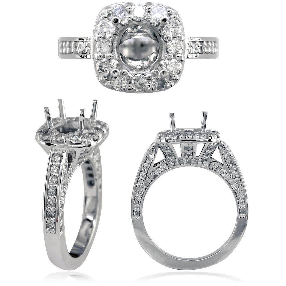 Diamond Halo Engagement Ring Setting in 14K White Gold, 1.00CT