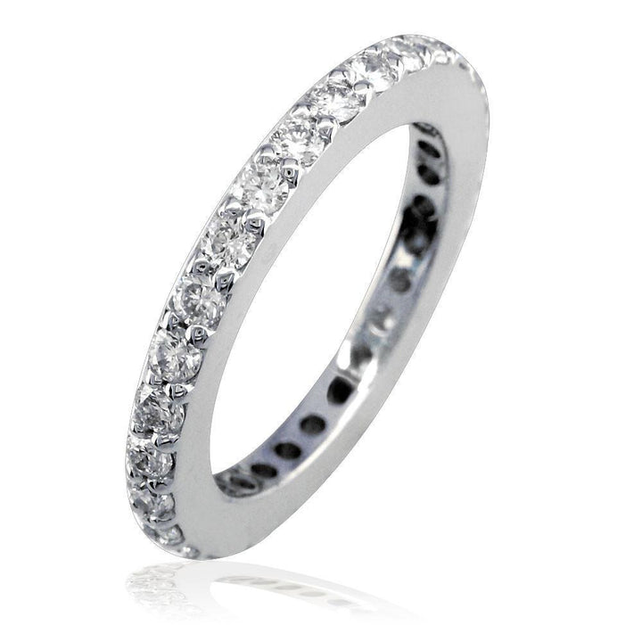 14K White Gold Round Diamonds Eternity Wedding Band, 0.90CT