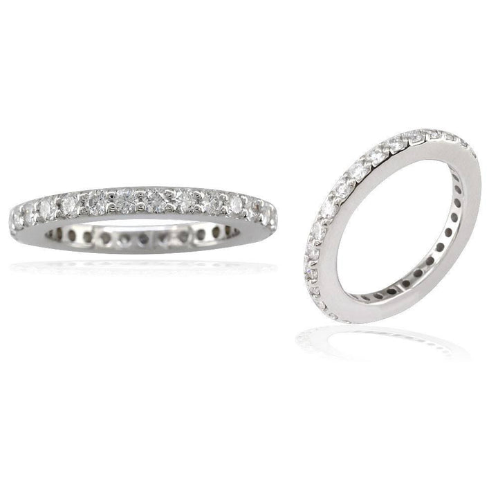 14K White Gold Round Diamonds Eternity Wedding Band, 0.90CT