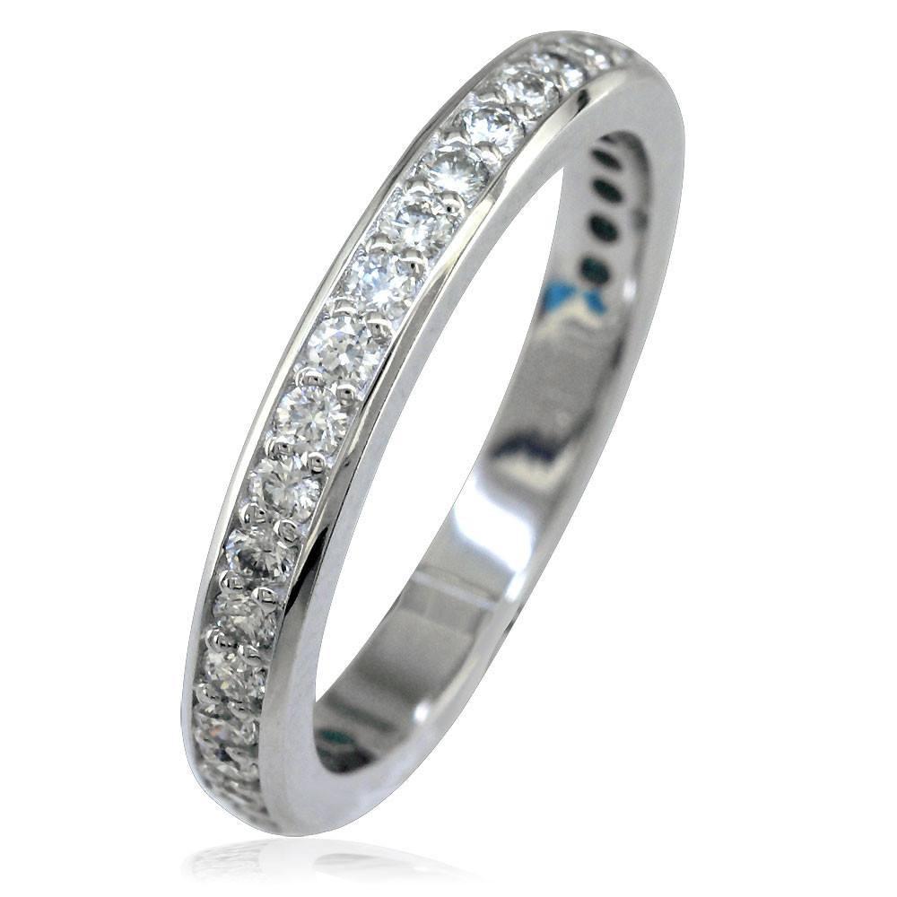 14K White Gold Diamond Wedding Band, 0.65CT